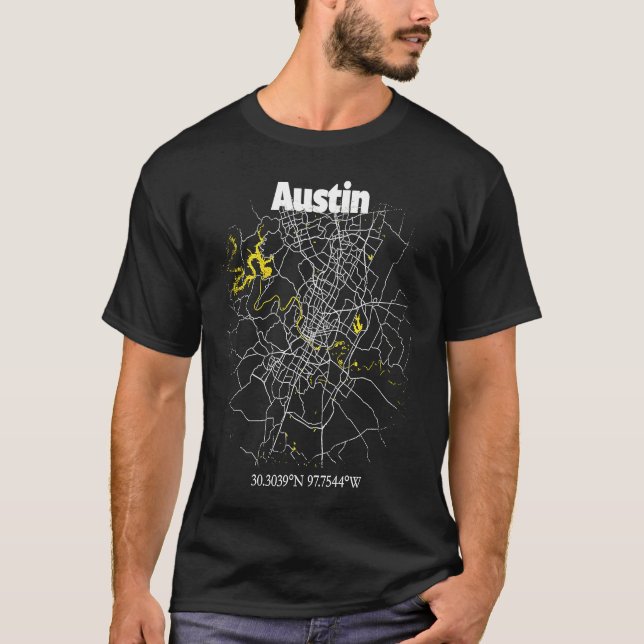 Camiseta Austin Texas Street Map Hometown Pride Souvenir (Anverso)