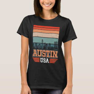 Camiseta Austin Texas USA Retro Vintage Sunset Skyline Aust