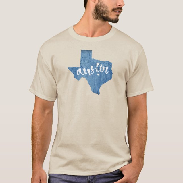 Camiseta Austin, Texas Wood Grain (Anverso)