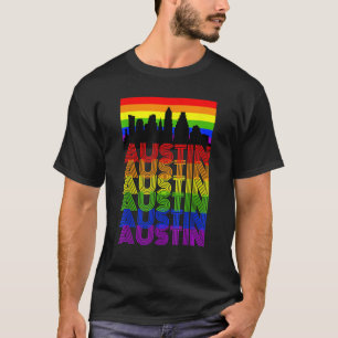 Camiseta Austin TX Gay Priade Desfile Rainbow City Skyline 