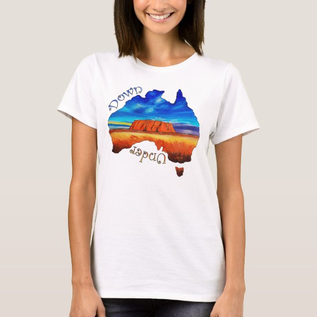 Camiseta Australia, abajo debajo, roca de Ayers, Aussie, (Anverso)