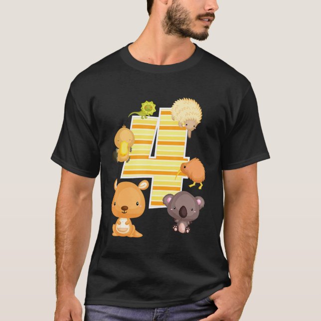 Camiseta Australia Animales 4º cumpleaños Kangaroo Koala Pl (Anverso)