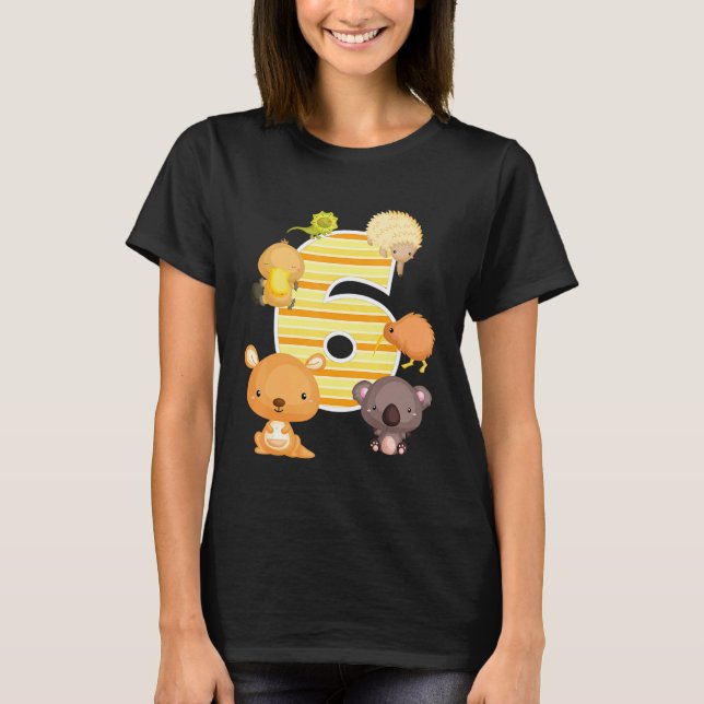 Camiseta Australia Animales 6 cumpleaños Kangaroo Koala Pla (Anverso)