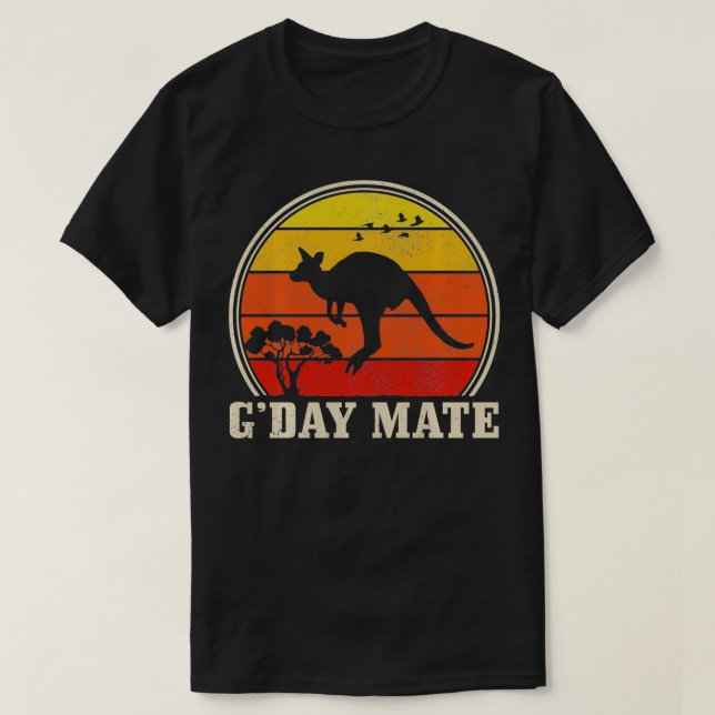 Camiseta Australia Austr de atardecer del canguro del G-day (Diseño del anverso)