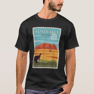 Camiseta Australia ayuno rock Uluru Kata Tjuta Vintage Post