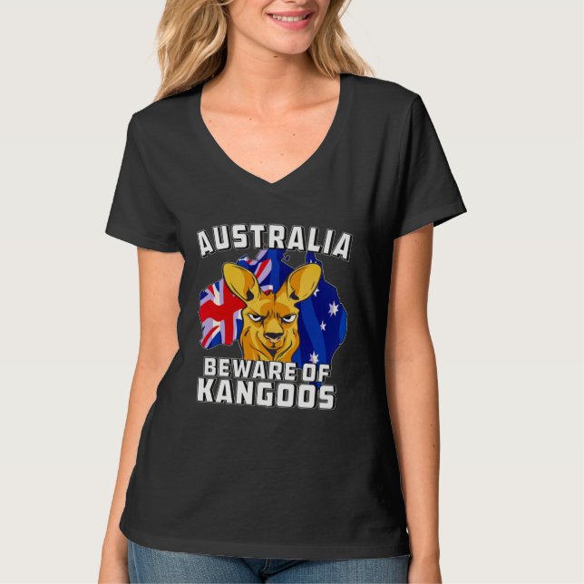 Camiseta Australia Beware of Kangoos Down Under Australia (Anverso)