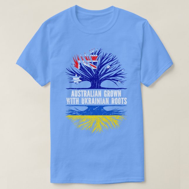 Camiseta Australia crece con bandera de raíces ucranianas (Diseño del anverso)