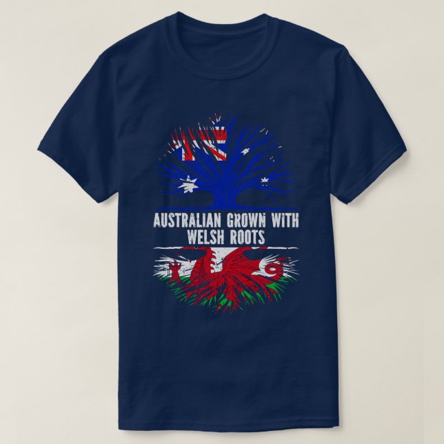 Camiseta Australia crece con raíces galesas bandera austral (Diseño del anverso)