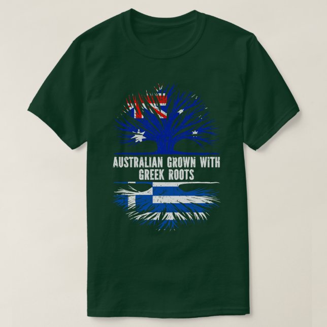 Camiseta Australia crece con raíces griegas bandera de Aust (Diseño del anverso)