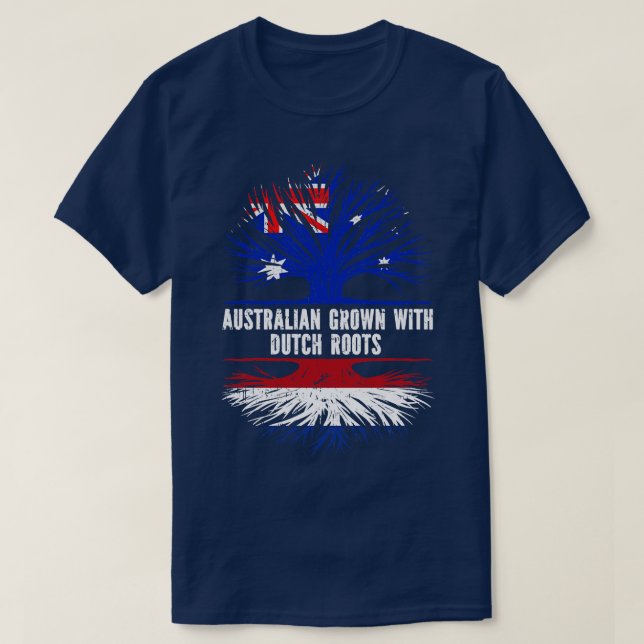Camiseta Australia crece con raíces holandesas bandera de A (Diseño del anverso)