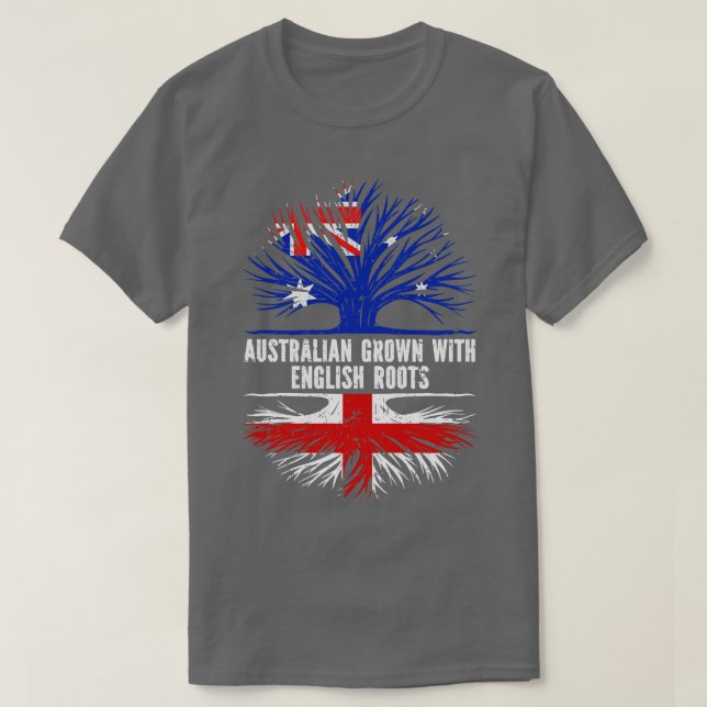 Camiseta Australia crece con raíces inglesas bandera de Aus (Diseño del anverso)