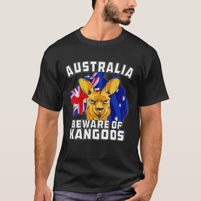 Camiseta Australia Cuidado con Kangoos Abajo Australia (Anverso)