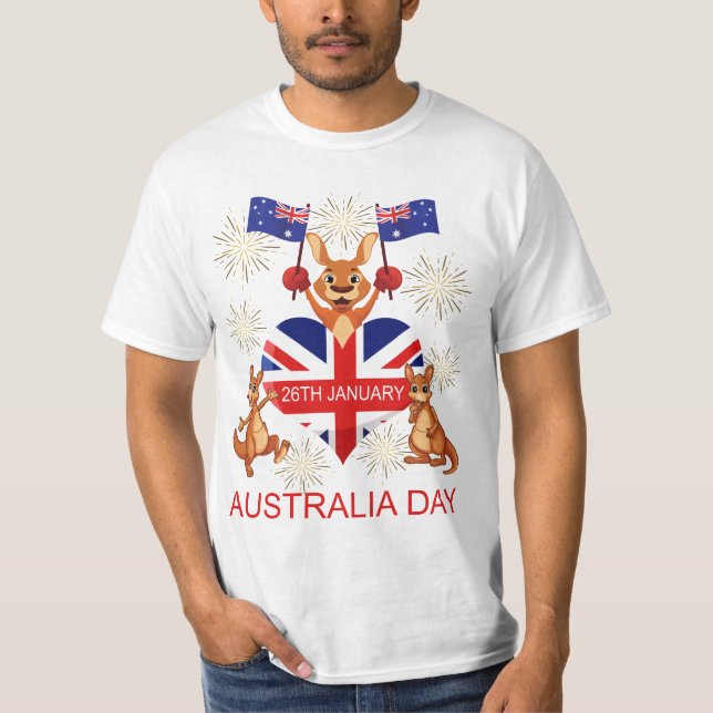 Camiseta AUSTRALIA DÍA 26 de enero KANGAROOS, BANDERAS, (Anverso)