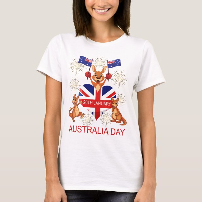 Camiseta AUSTRALIA DÍA 26 de enero KANGAROOS, BANDERAS, (Anverso)