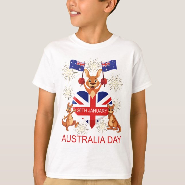 Camiseta AUSTRALIA DÍA 26 de enero, KANGAROOS, NIÑO (Anverso)