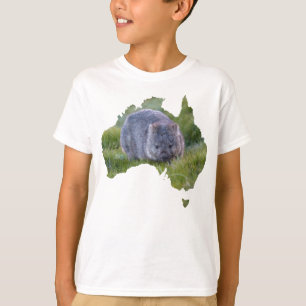 Camiseta Australia Esquema Forma de Wombat Tasmania Grass