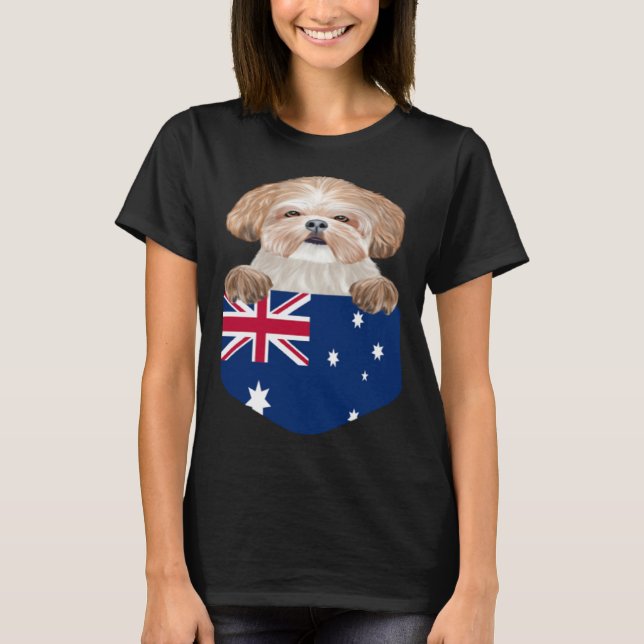Camiseta Australia Flag Shih Tzu Dog In Pocket (Anverso)