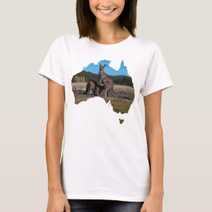 Camiseta Australia Forma Canguro con cría joey