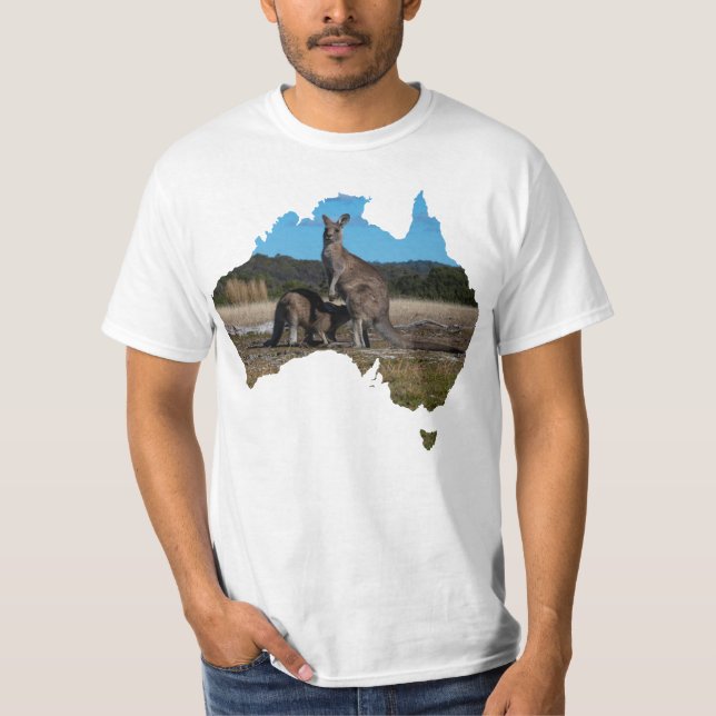 Camiseta Australia forma el canguro y bebe jugo (Anverso)