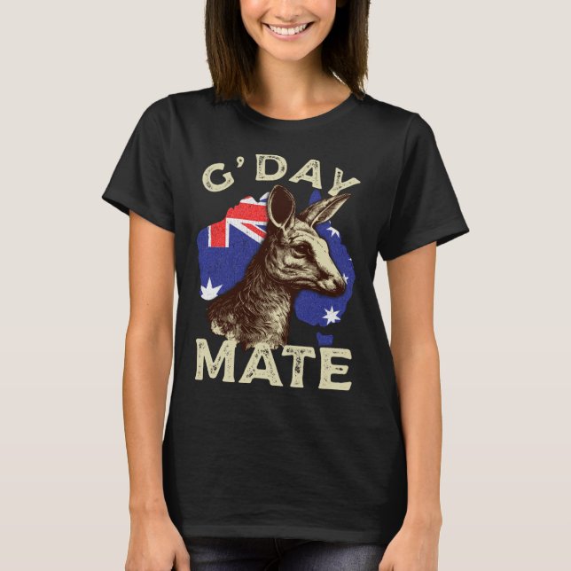 Camiseta Australia G day Mate Kangaroo Aussie Australian Fl (Anverso)