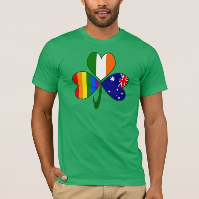 Camiseta Australia Irlanda Orgullo gay Shamrock (Anverso)