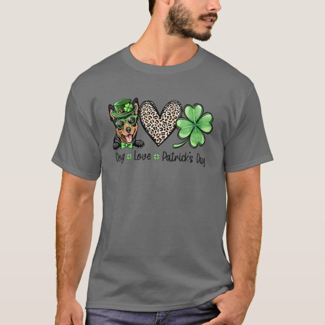 Camiseta Australia Kelpie Love Leopard Shamrock St Patrick (Anverso)