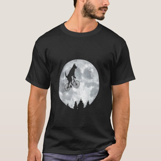 Camiseta Australia Kelpie Riando en Moon Bike Halloween (Anverso)