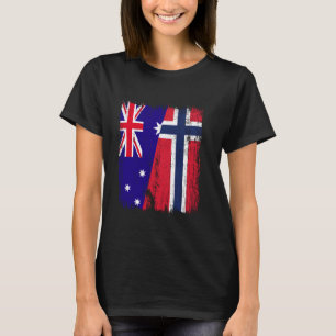 Camiseta Australia Noruega Media Bandera Australiano Norueg