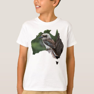 Camiseta Australia traza un risible Kookaburra en un árbol
