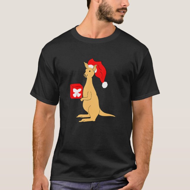 Camiseta Australian Christmas Kangaroo with Santa Claus Elf (Anverso)