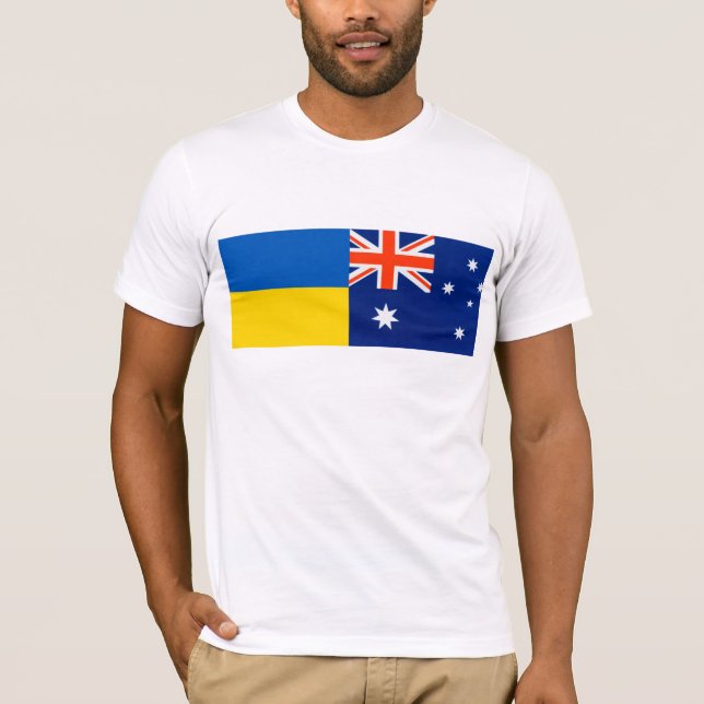 Camiseta Australian I stand with Ukraine. AUS and UKR flags (Anverso)