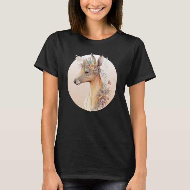 Camiseta Australian Kangaroo Flower Crown Watercolor Animal (Anverso)