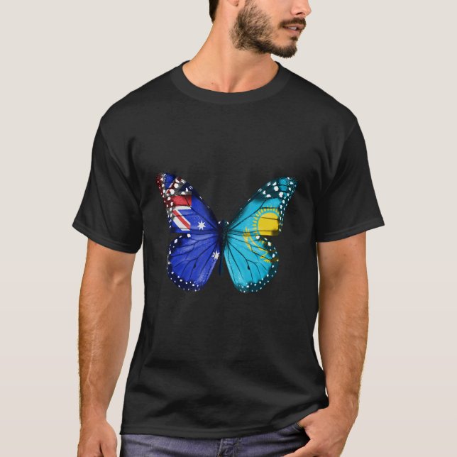 Camiseta Australian Kazakhstani Flag Butterfly (Anverso)