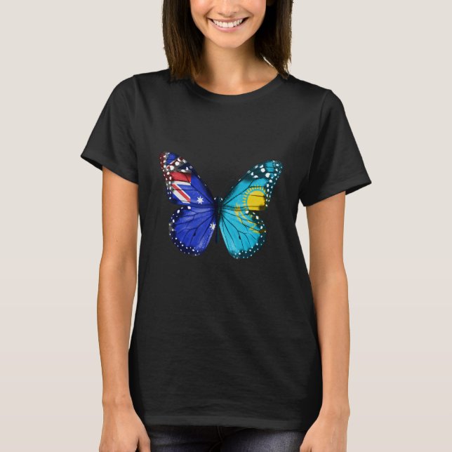 Camiseta Australian Kazakhstani Flag Butterfly (Anverso)