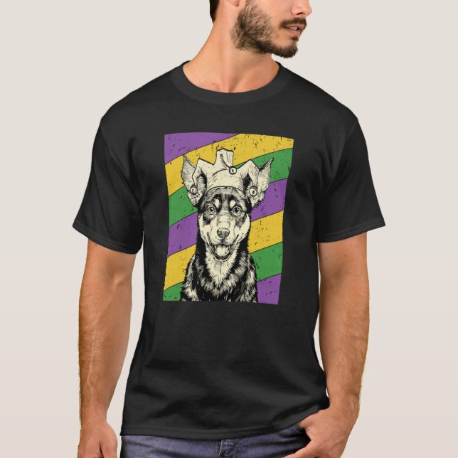 Camiseta Australian Kelpie Jester Mardi Gras Dog Mom or Dad (Anverso)