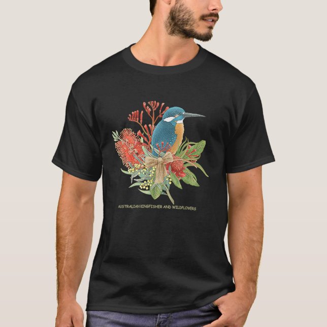 Camiseta Australian Kingfisher and Wildflowers (Anverso)