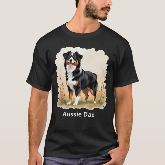 Camiseta Australian Shepherd Black Tricolor Aussie Dad (Anverso)