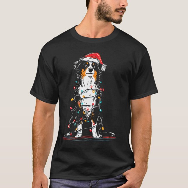 Camiseta Australian Shepherd Christmas Graphics Dog Lights  (Anverso)