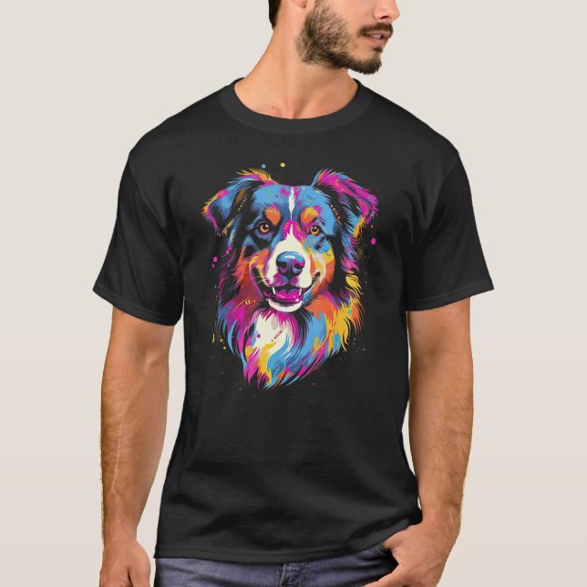 Camiseta Australian Shepherd Dog Border Collie Graffiti Art (Anverso)