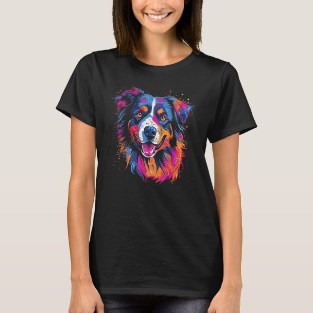 Camiseta Australian Shepherd Dog Border Collie Graffiti Gra (Anverso)