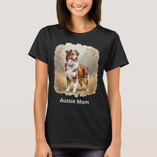 Camiseta Australian Shepherd Dog Red Merle Aussie Mom (Anverso)