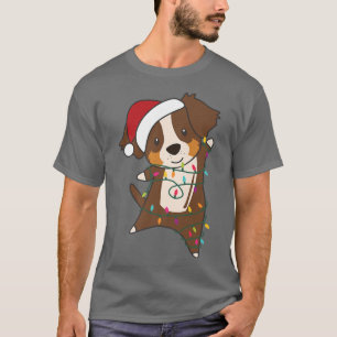 Camiseta Australian Shepherd Merry Christmas Fairy Lights D