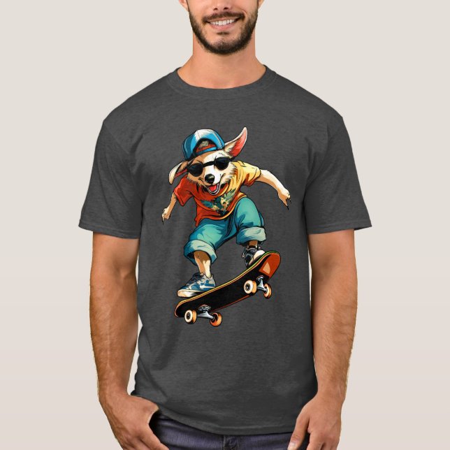 Camiseta Australian Shepherd Skateboard - Dog T-Shirt (Anverso)