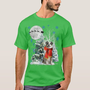 Camiseta Australian Shepherd Under Moonlight Snow Christmas