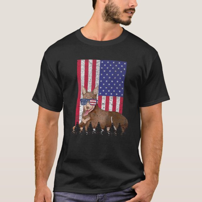 Camiseta Australiano Kelpie Patriotic Dog Estados Unidos Or (Anverso)