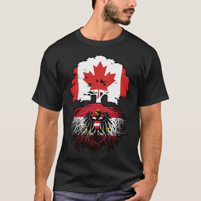 Camiseta Austria Bandera austríaca de árboles de Canadá (Anverso)