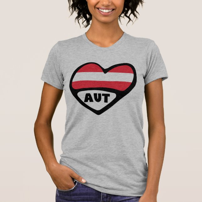 Camiseta Austria Código de país Bandera Corazón AUT (Anverso)