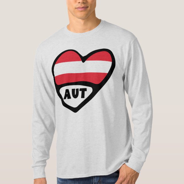 Camiseta Austria Código de país Bandera Corazón AUT (Anverso)