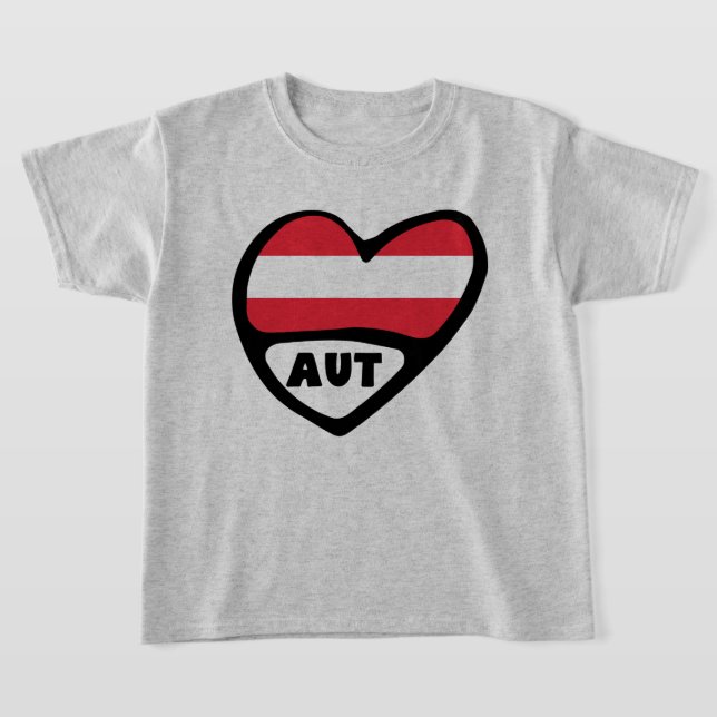 Camiseta Austria Código de país Bandera Corazón AUT (Distribución)