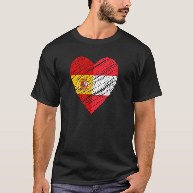 Camiseta Austria España Corazón Bandera Española Bandera Au (Anverso)